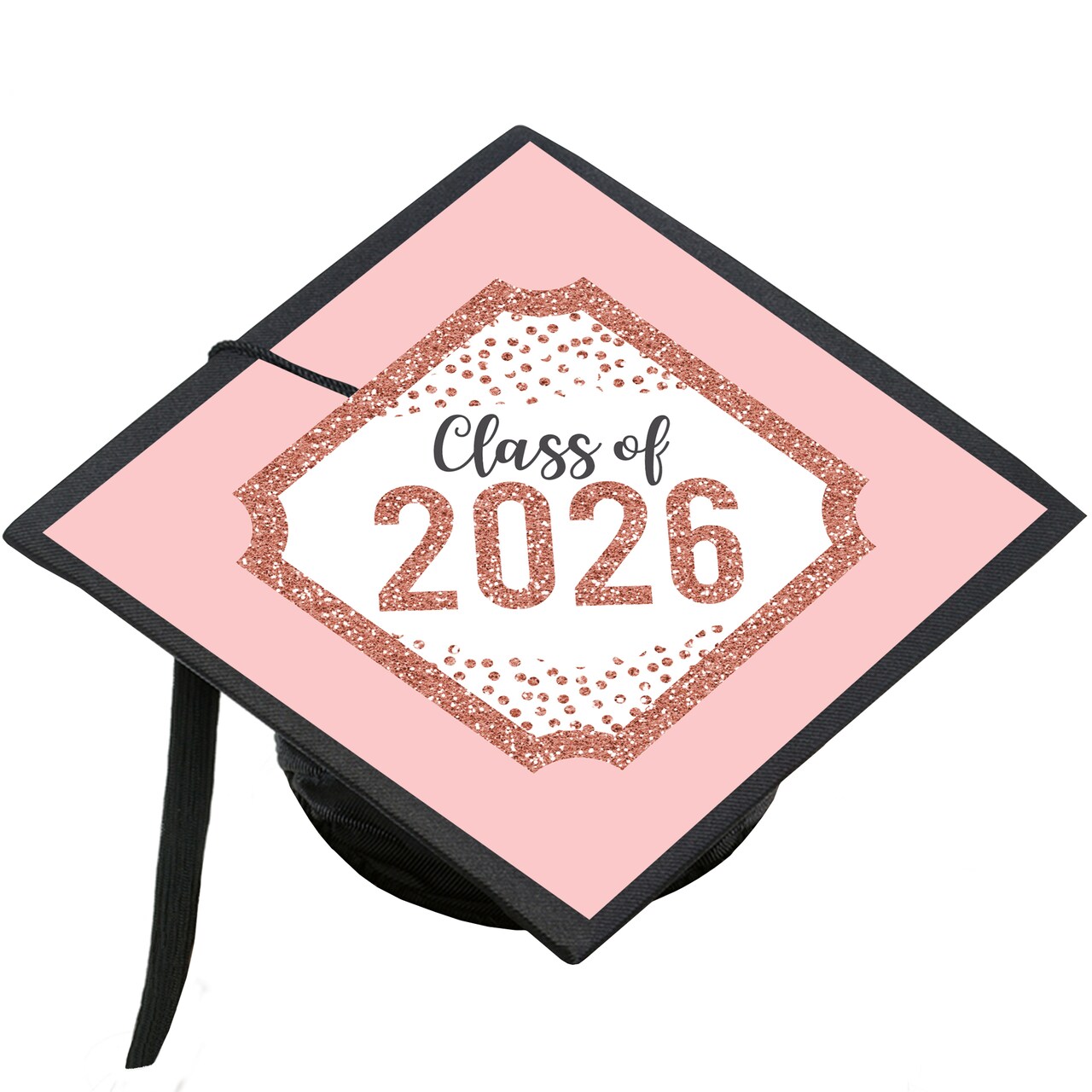 Big Dot of Happiness Rose Gold Grad - 2026 Graduation Cap Decorations Kit - Grad Cap Cover